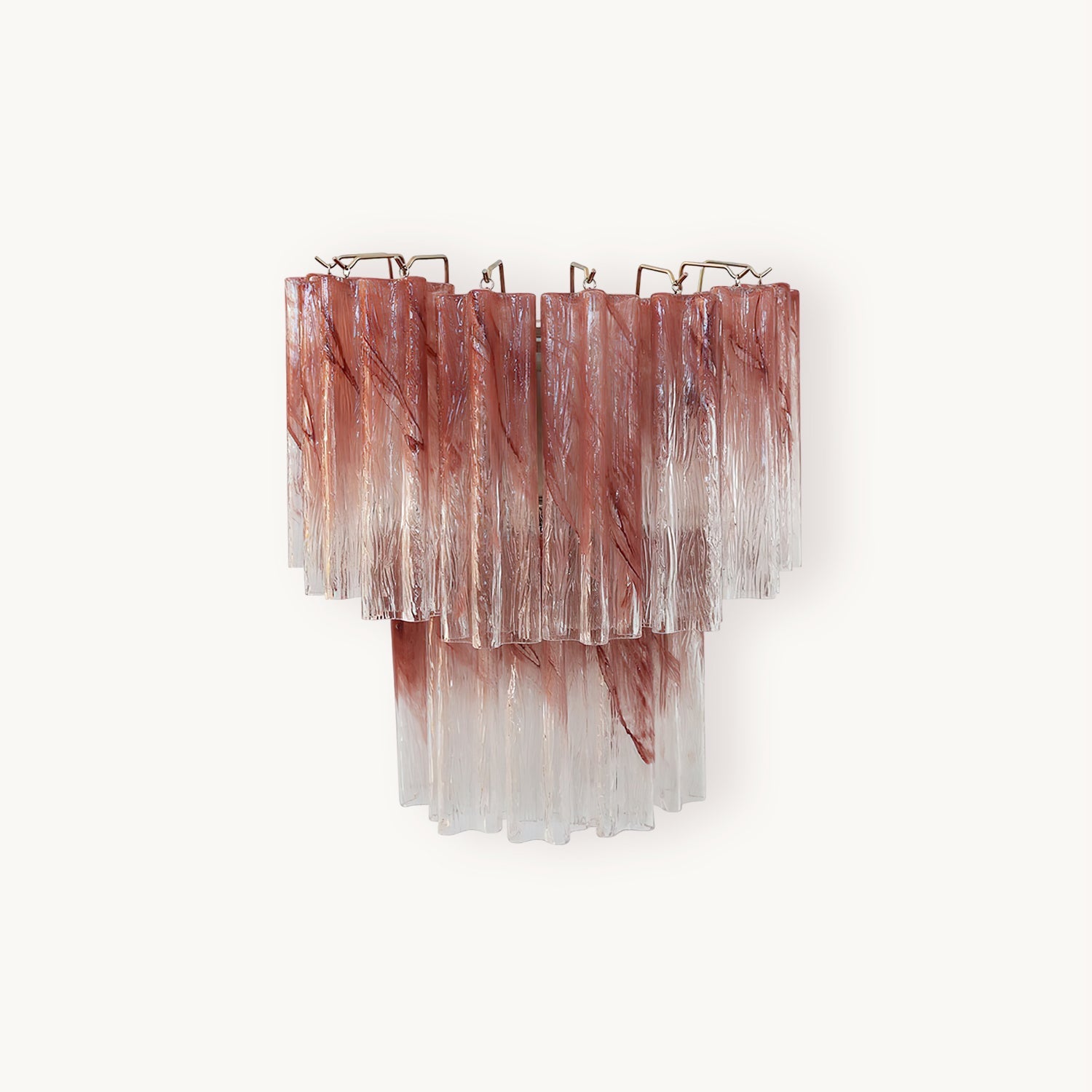 Murano Wall Light | Hand-Crafted Glass | Clear & Pink