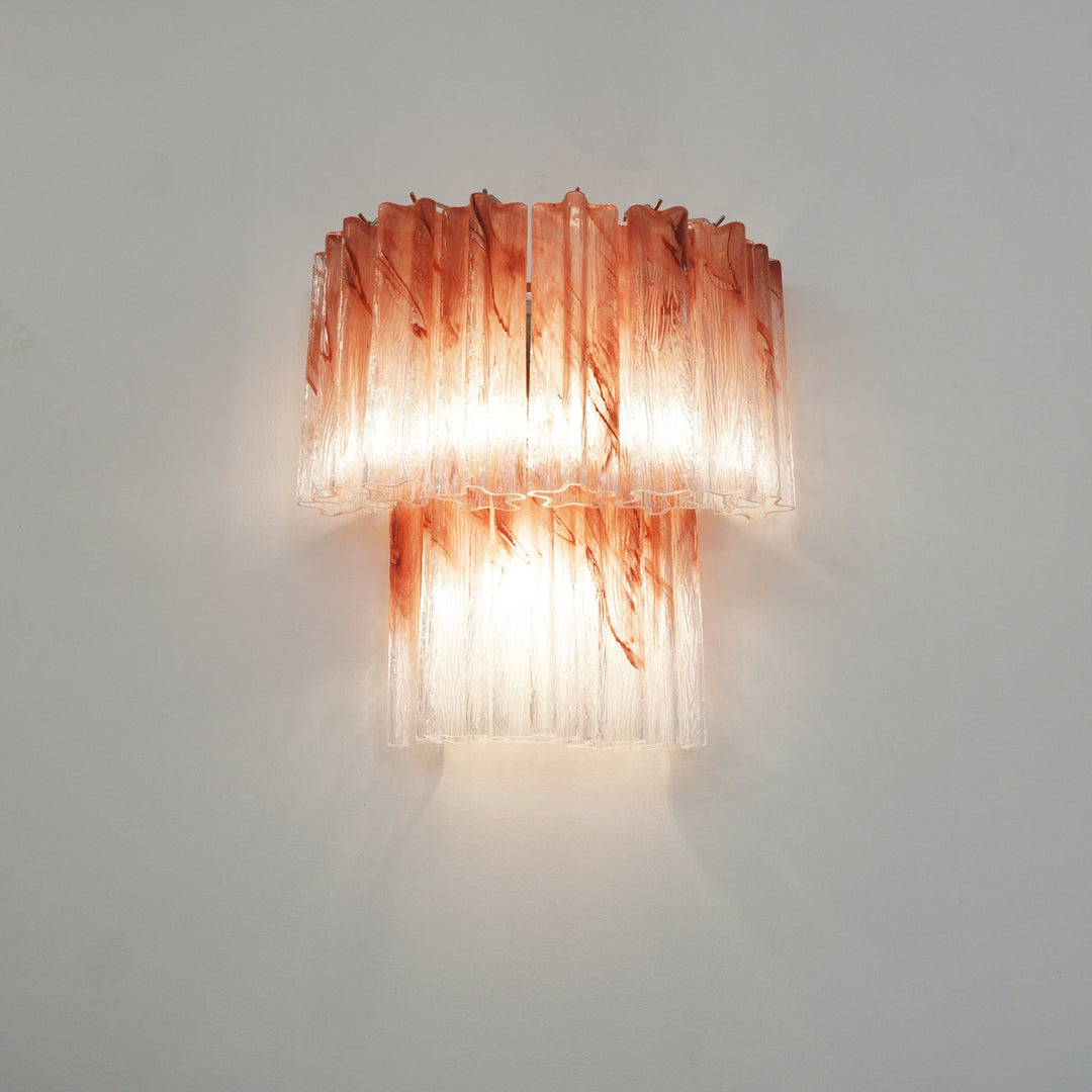 Murano Wall Light | Hand-Crafted Glass | Clear & Pink