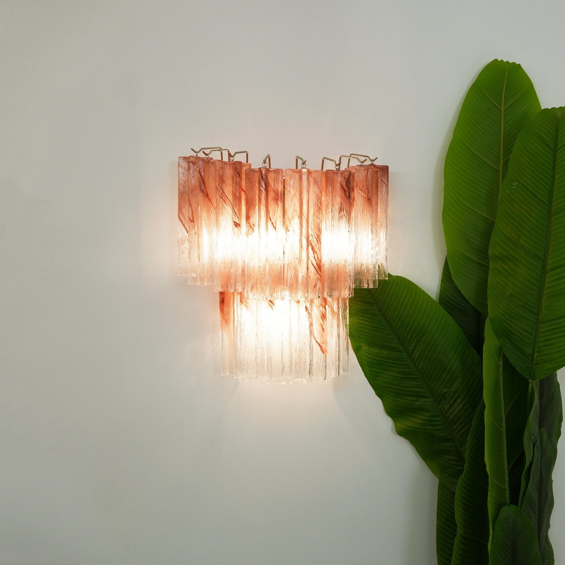 Murano Wall Light | Hand-Crafted Glass | Clear & Pink