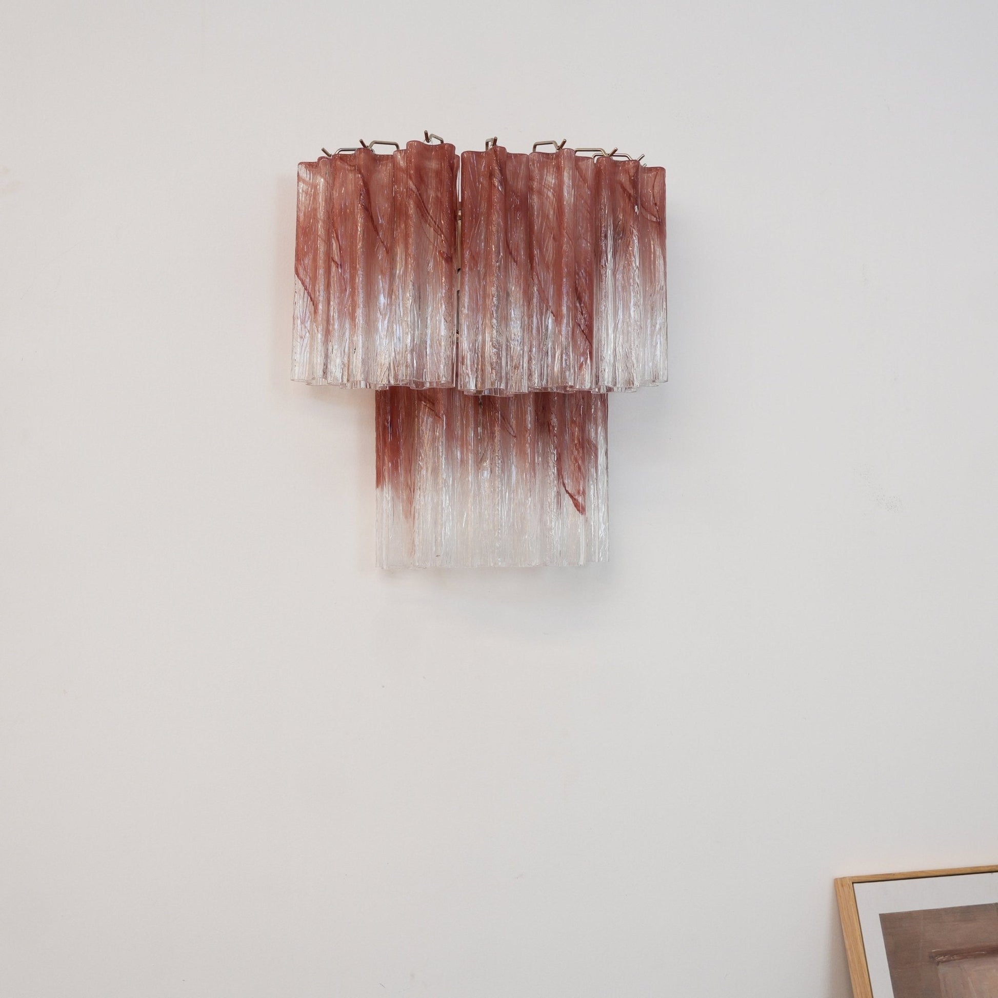 Murano Wall Light | Hand-Crafted Glass | Clear & Pink