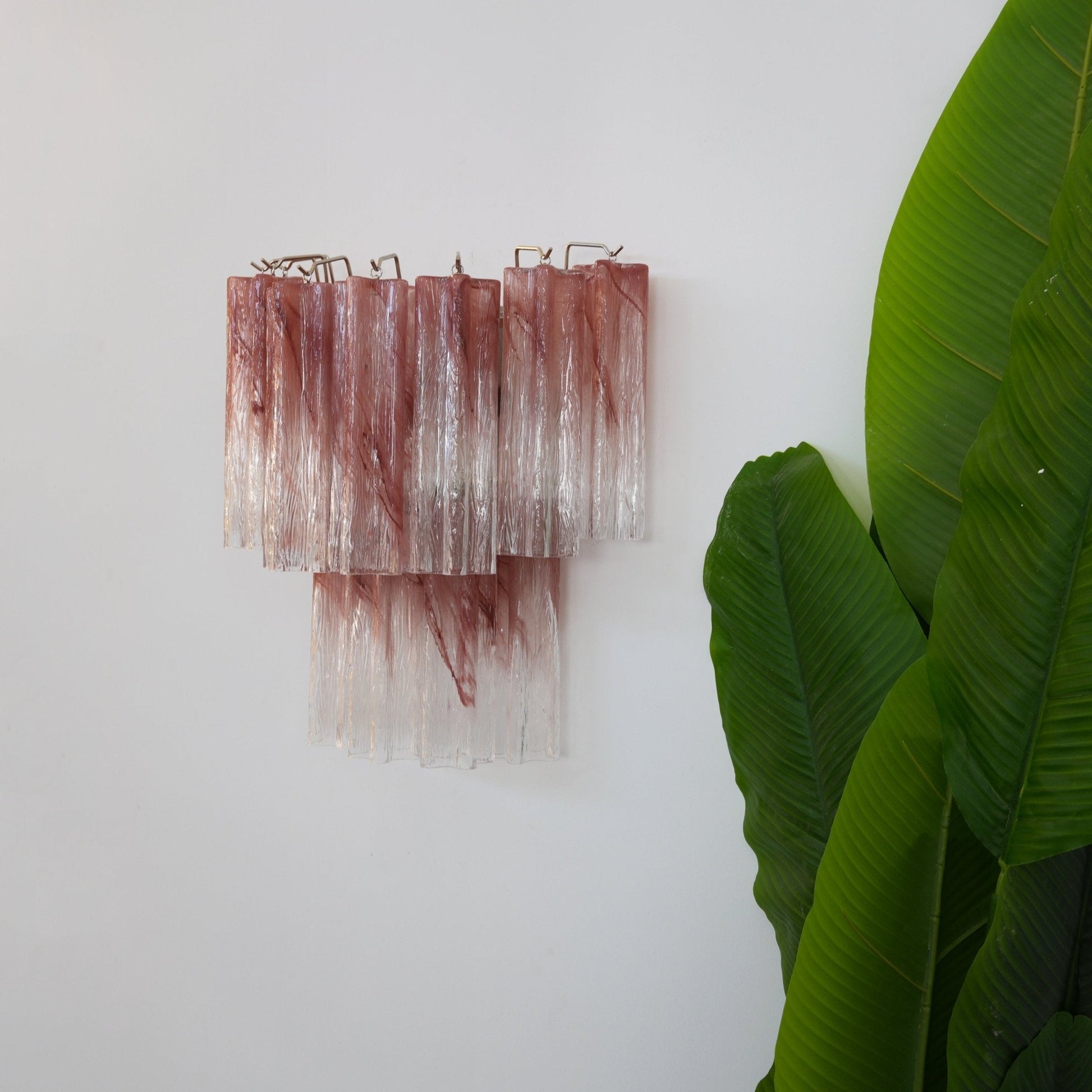 Murano Wall Light | Hand-Crafted Glass | Clear & Pink