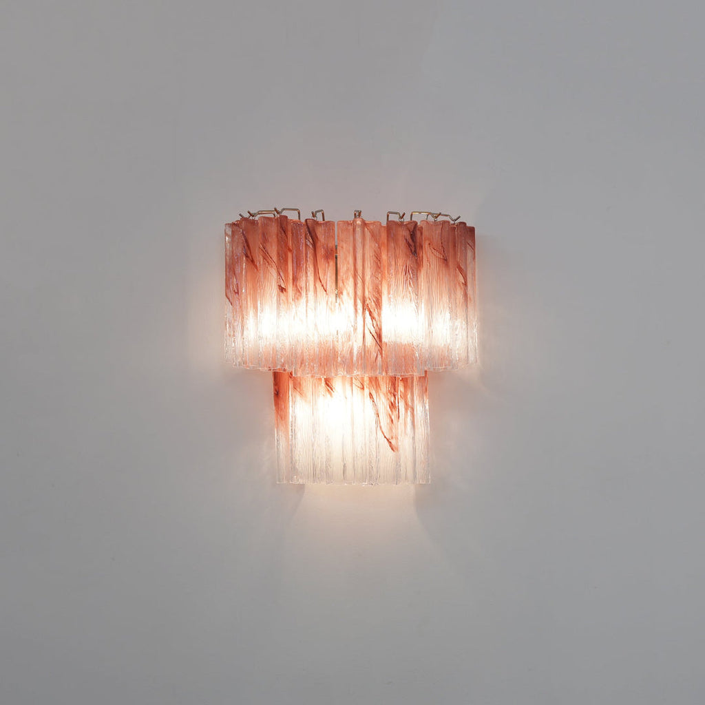 Murano Wall Light | Hand-Crafted Glass | Clear & Pink