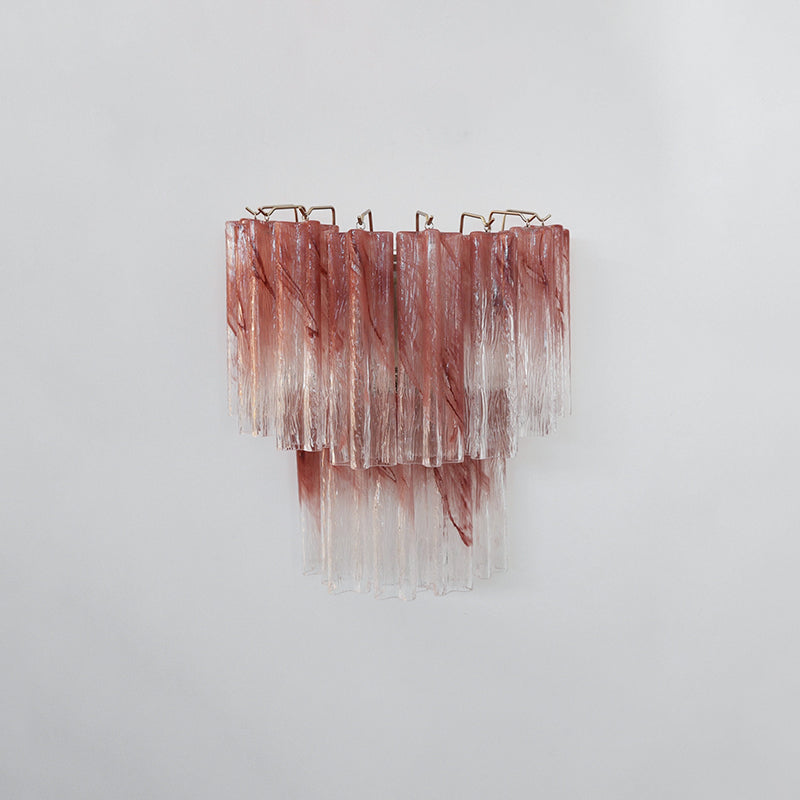 Murano Wall Light | Hand-Crafted Glass | Clear & Pink