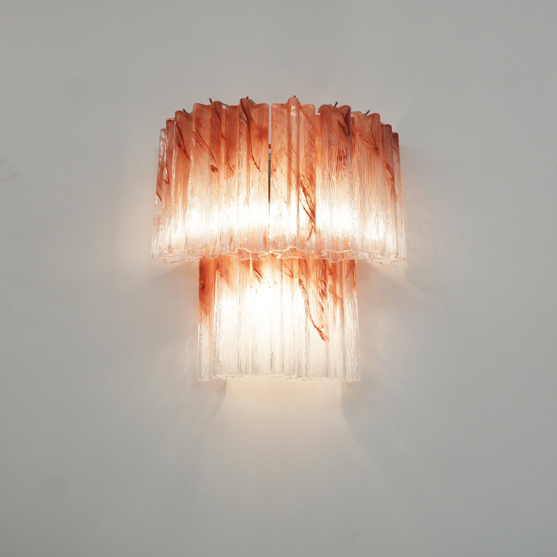 Murano Wall Light | Hand-Crafted Glass | Clear & Pink