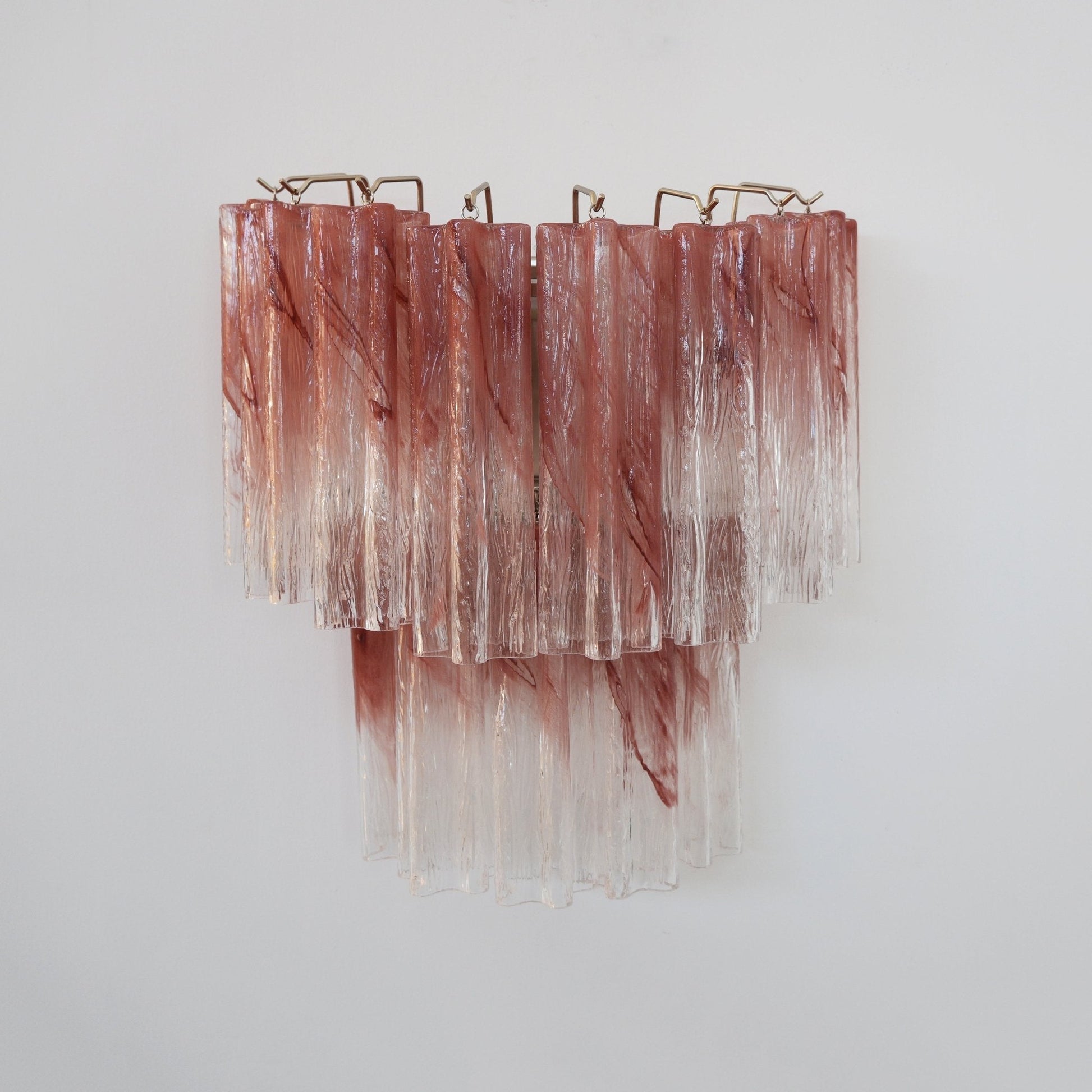 Murano Wall Light | Hand-Crafted Glass | Clear & Pink