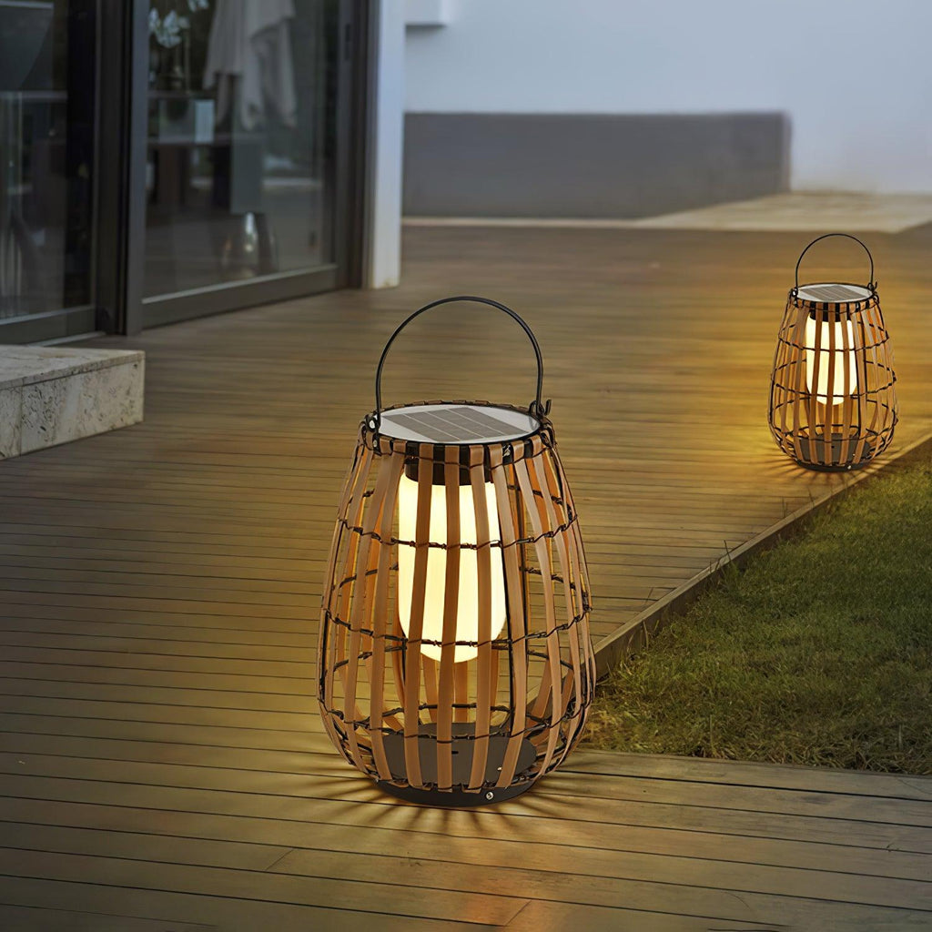 Tropic Braid Outdoor Lantern | Faux-Rattan & Metal | Warm Light, 22cm or 30cm or 35cm
