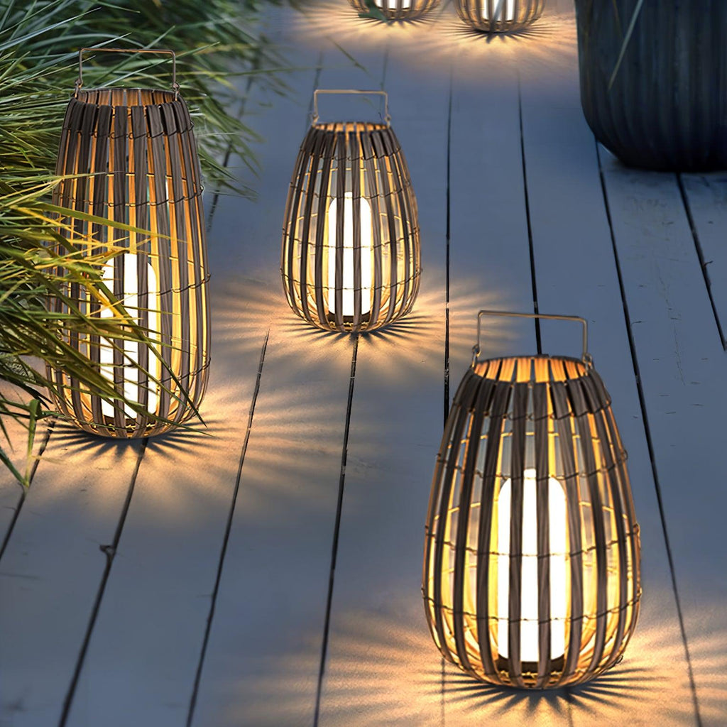 Tropic Braid Outdoor Lantern | Faux-Rattan & Metal | Warm Light, 22cm or 30cm or 35cm
