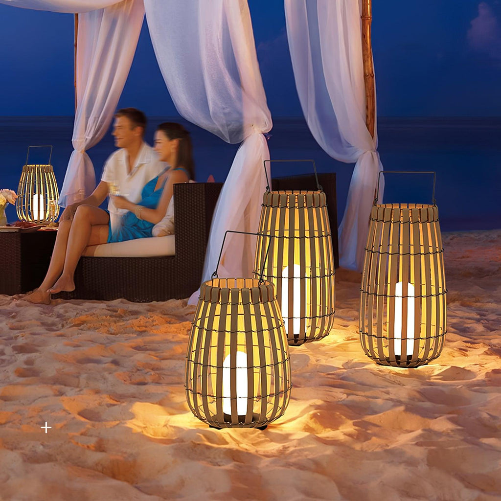 Tropic Braid Outdoor Lantern | Faux-Rattan & Metal | Warm Light, 22cm or 30cm or 35cm