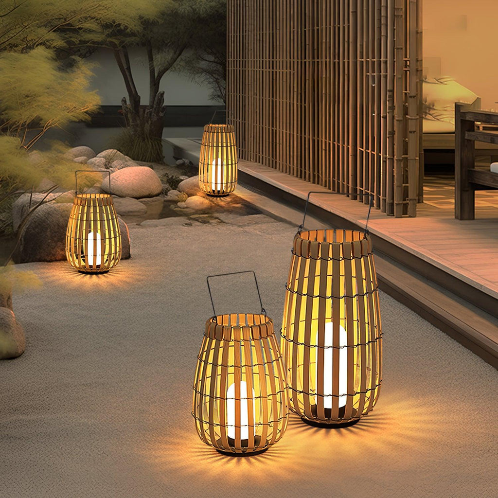 Tropic Braid Outdoor Lantern | Faux-Rattan & Metal | Warm Light, 22cm or 30cm or 35cm