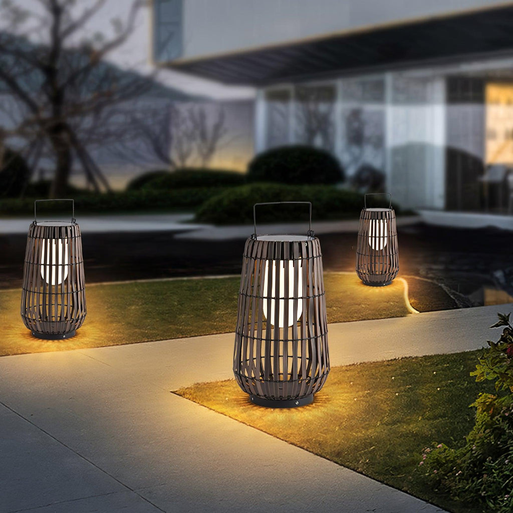 Tropic Braid Outdoor Lantern | Faux-Rattan & Metal | Warm Light, 22cm or 30cm or 35cm
