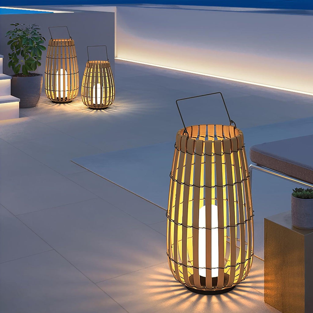 Tropic Braid Outdoor Lantern | Faux-Rattan & Metal | Warm Light, 22cm or 30cm or 35cm