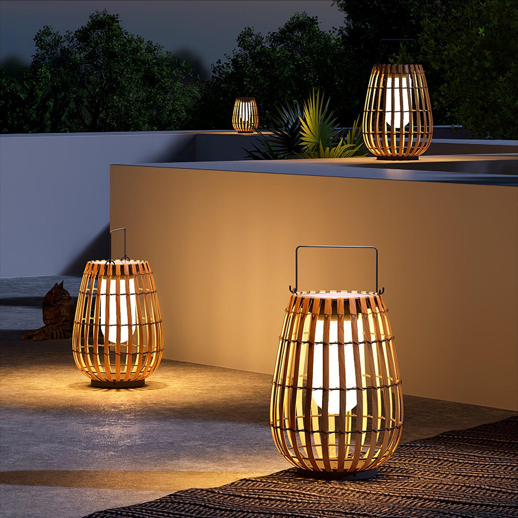 Tropic Braid Outdoor Lantern | Faux-Rattan & Metal | Warm Light, 22cm or 30cm or 35cm