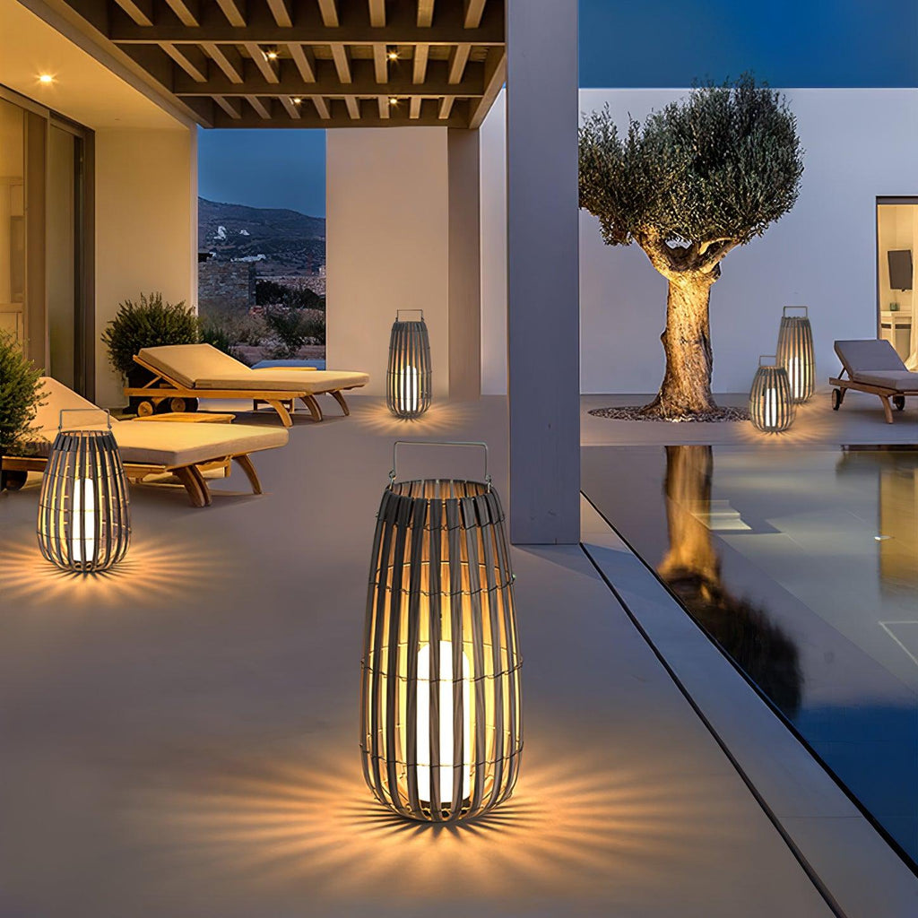 Tropic Braid Outdoor Lantern | Faux-Rattan & Metal | Warm Light, 22cm or 30cm or 35cm