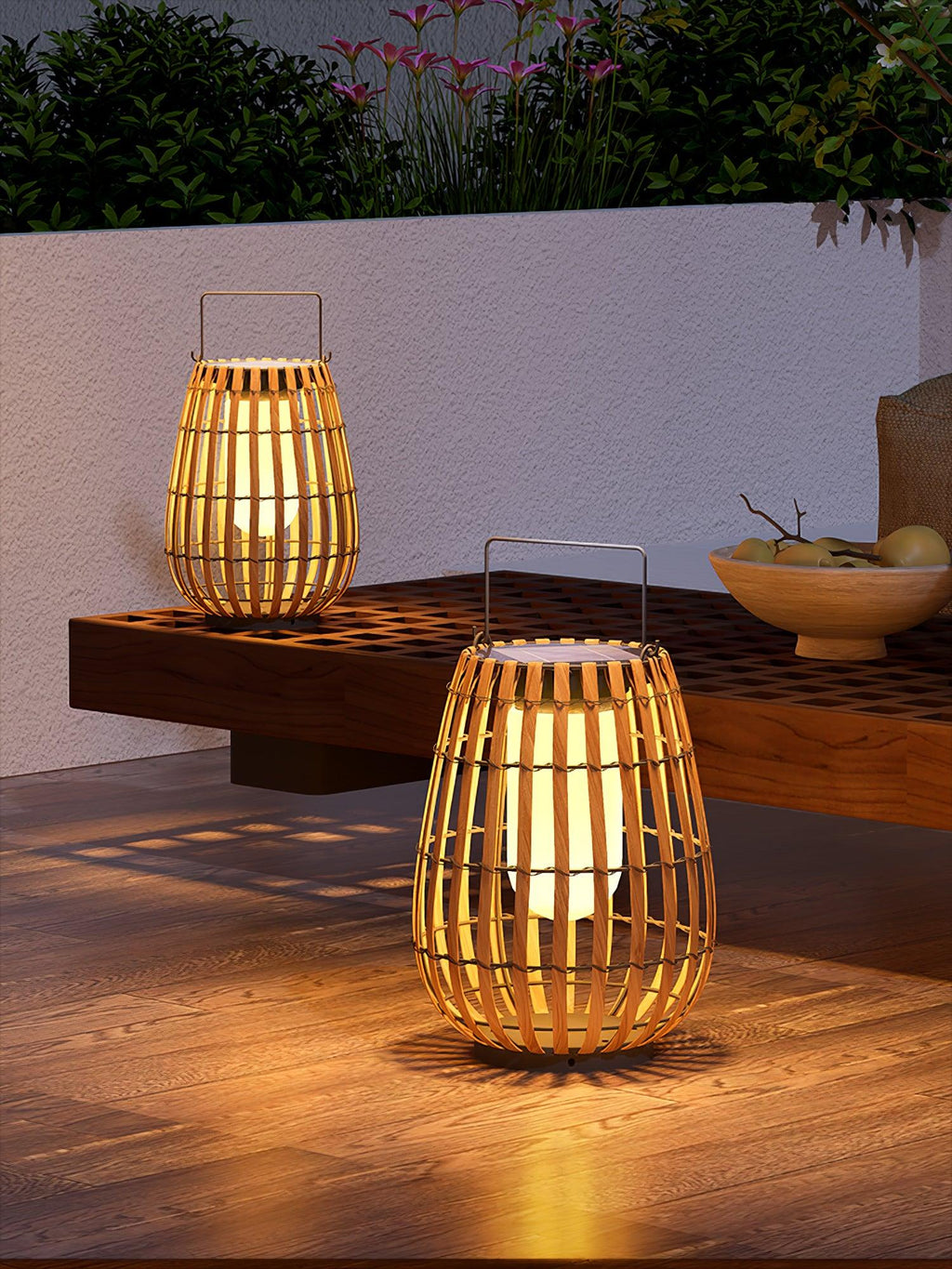 Tropic Braid Outdoor Lantern | Faux-Rattan & Metal | Warm Light, 22cm or 30cm or 35cm