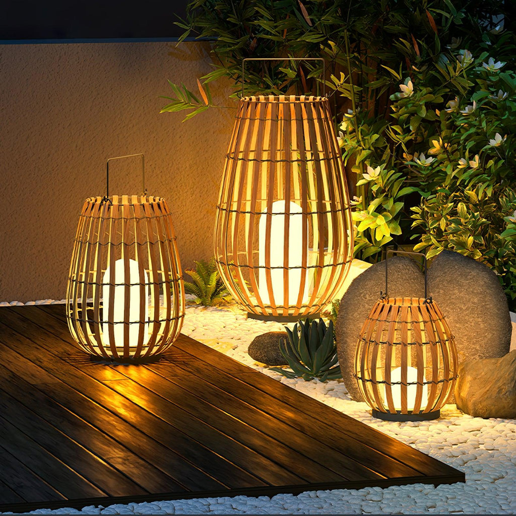 Tropic Braid Outdoor Lantern | Faux-Rattan & Metal | Warm Light, 22cm or 30cm or 35cm