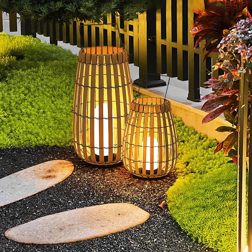 Tropic Braid Outdoor Lantern | Faux-Rattan & Metal | Warm Light, 22cm or 30cm or 35cm