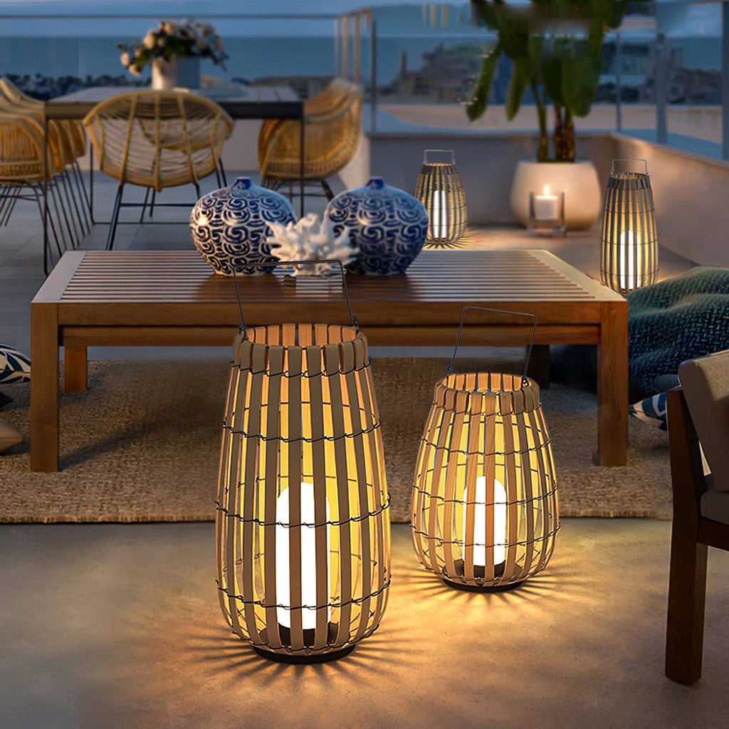 Tropic Braid Outdoor Lantern | Faux-Rattan & Metal | Warm Light, 22cm or 30cm or 35cm