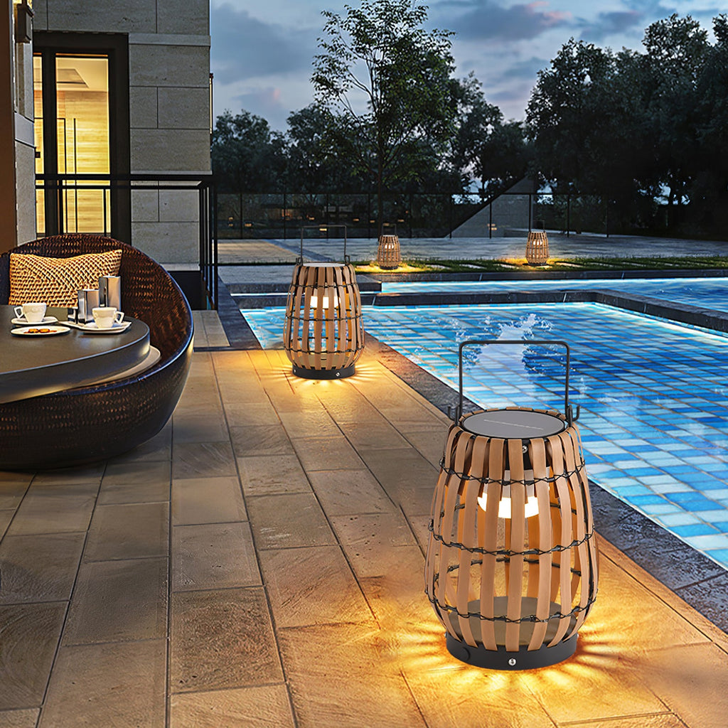 Tropic Braid Outdoor Lantern | Faux-Rattan & Metal | Warm Light, 22cm or 30cm or 35cm