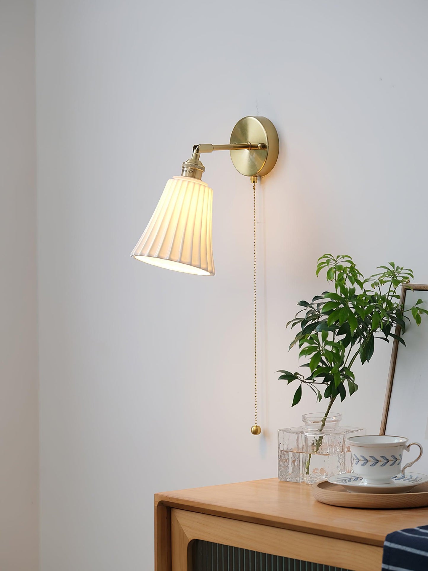 Trumpet Wall Light | Ceramic & Brass | Set of 2