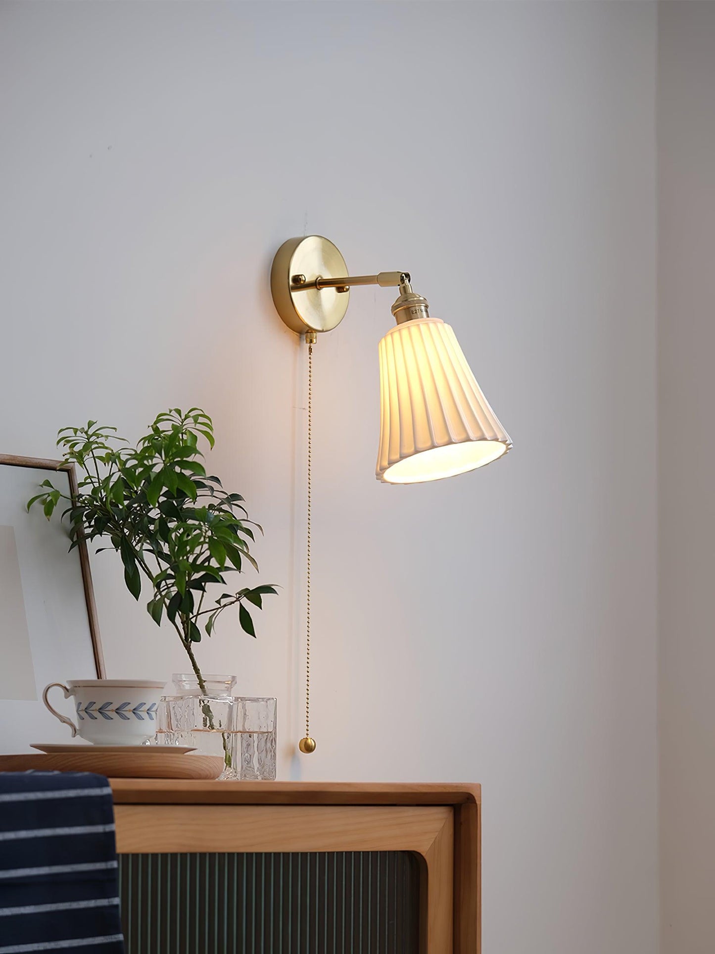 Trumpet Wall Light | Ceramic & Brass | Set of 2
