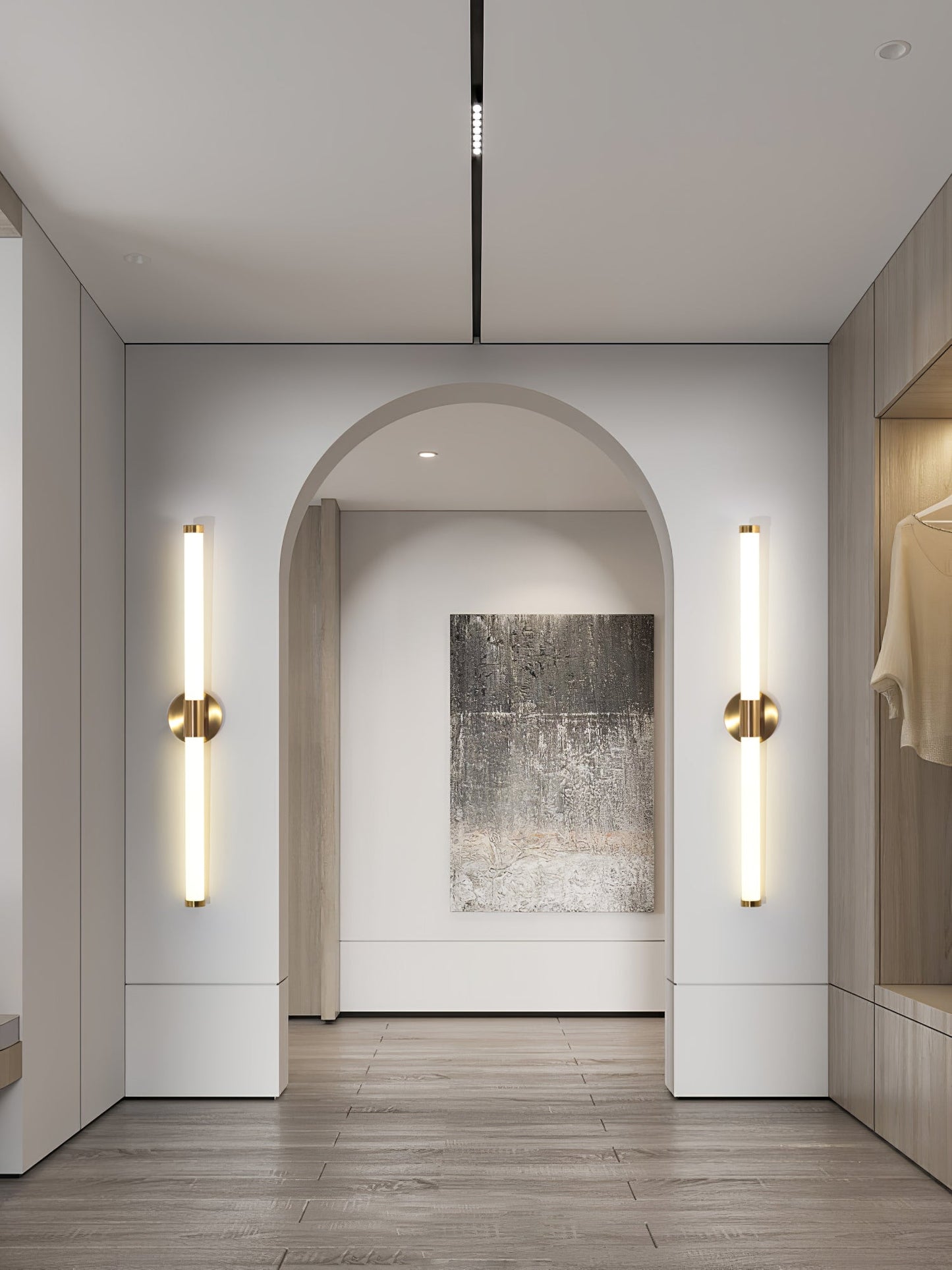Tubo Linear LED Wall Lamp | Metal & Acrylic | Gold & White | Set of 2