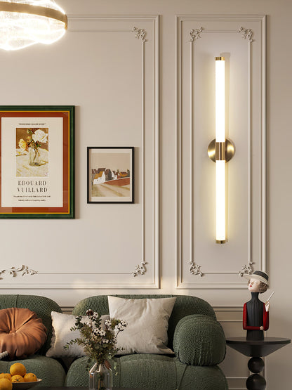 Tubo Linear LED Wall Lamp | Metal & Acrylic | Gold & White | Set of 2