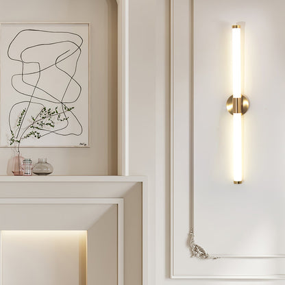 Tubo Linear LED Wall Lamp | Metal & Acrylic | Gold & White | Set of 2