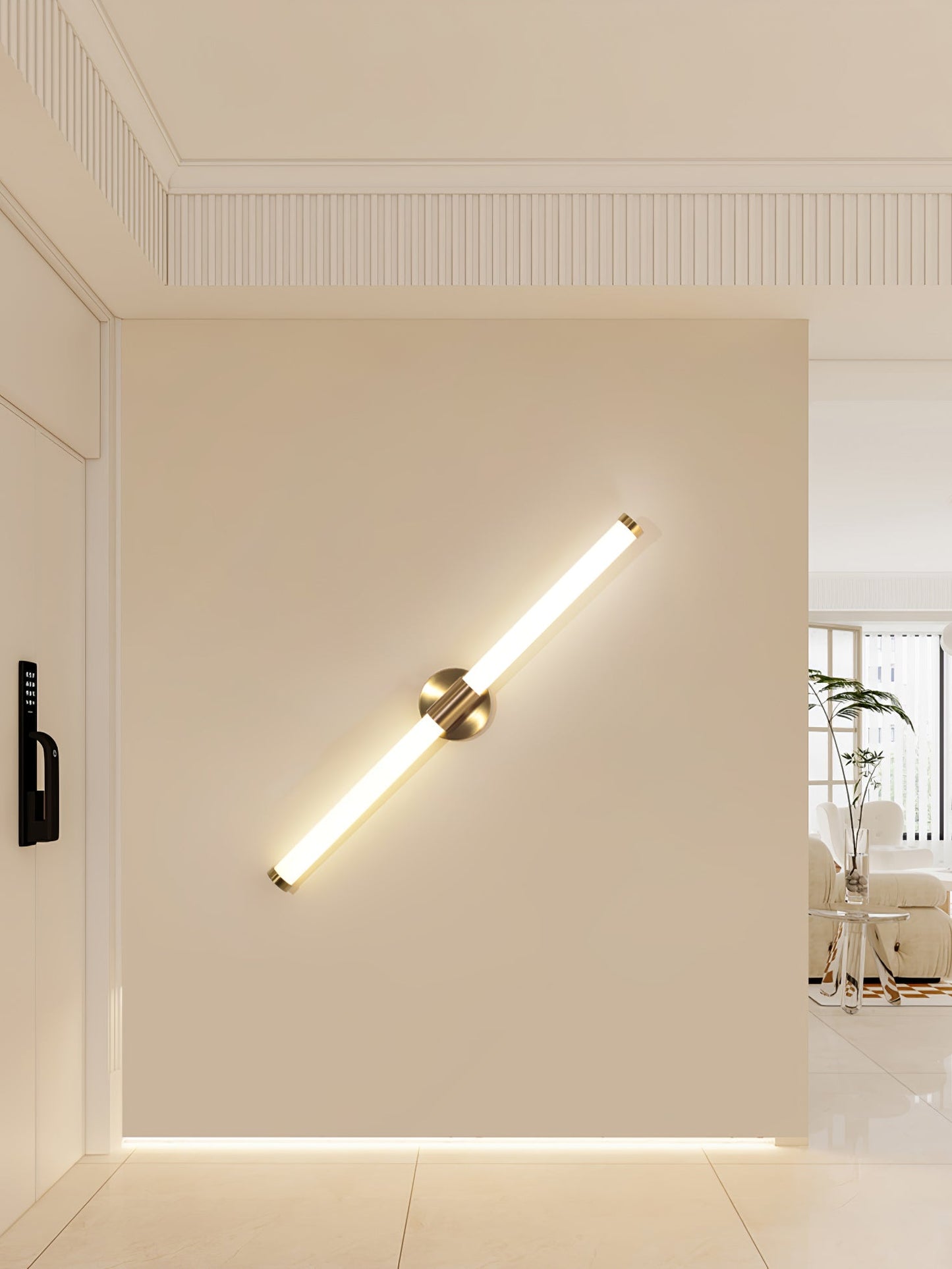 Tubo Linear LED Wall Lamp | Metal & Acrylic | Gold & White | Set of 2