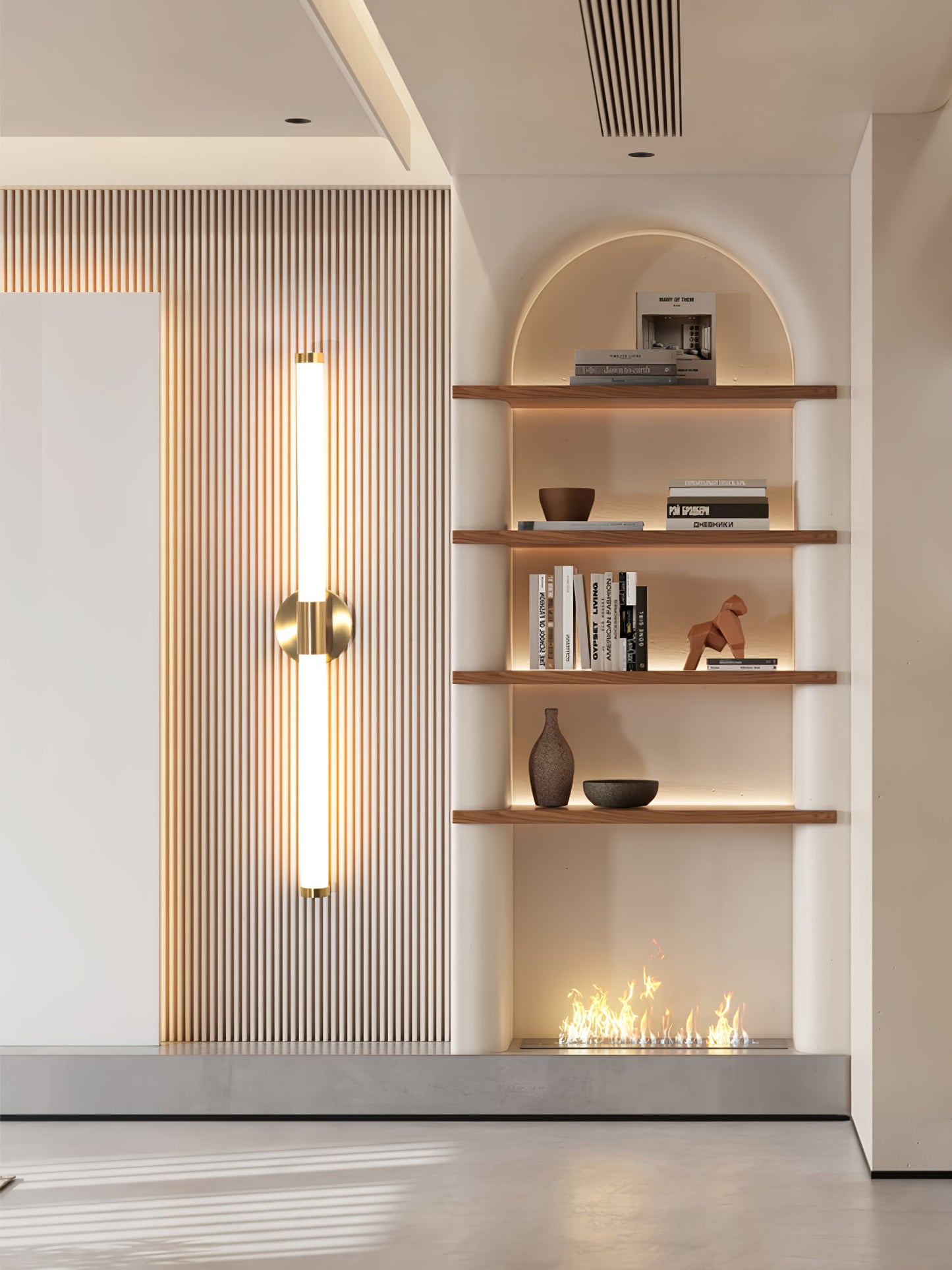 Tubo Linear LED Wall Lamp | Metal & Acrylic | Gold & White | Set of 2