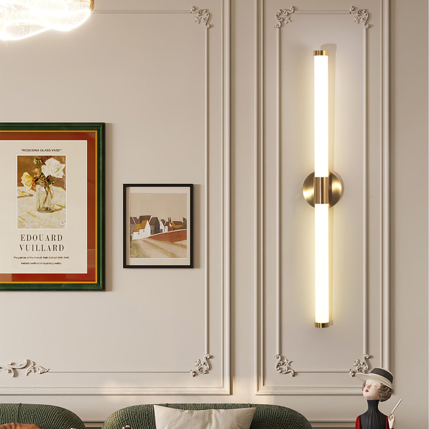 Tubo Linear LED Wall Lamp | Metal & Acrylic | Gold & White | Set of 2
