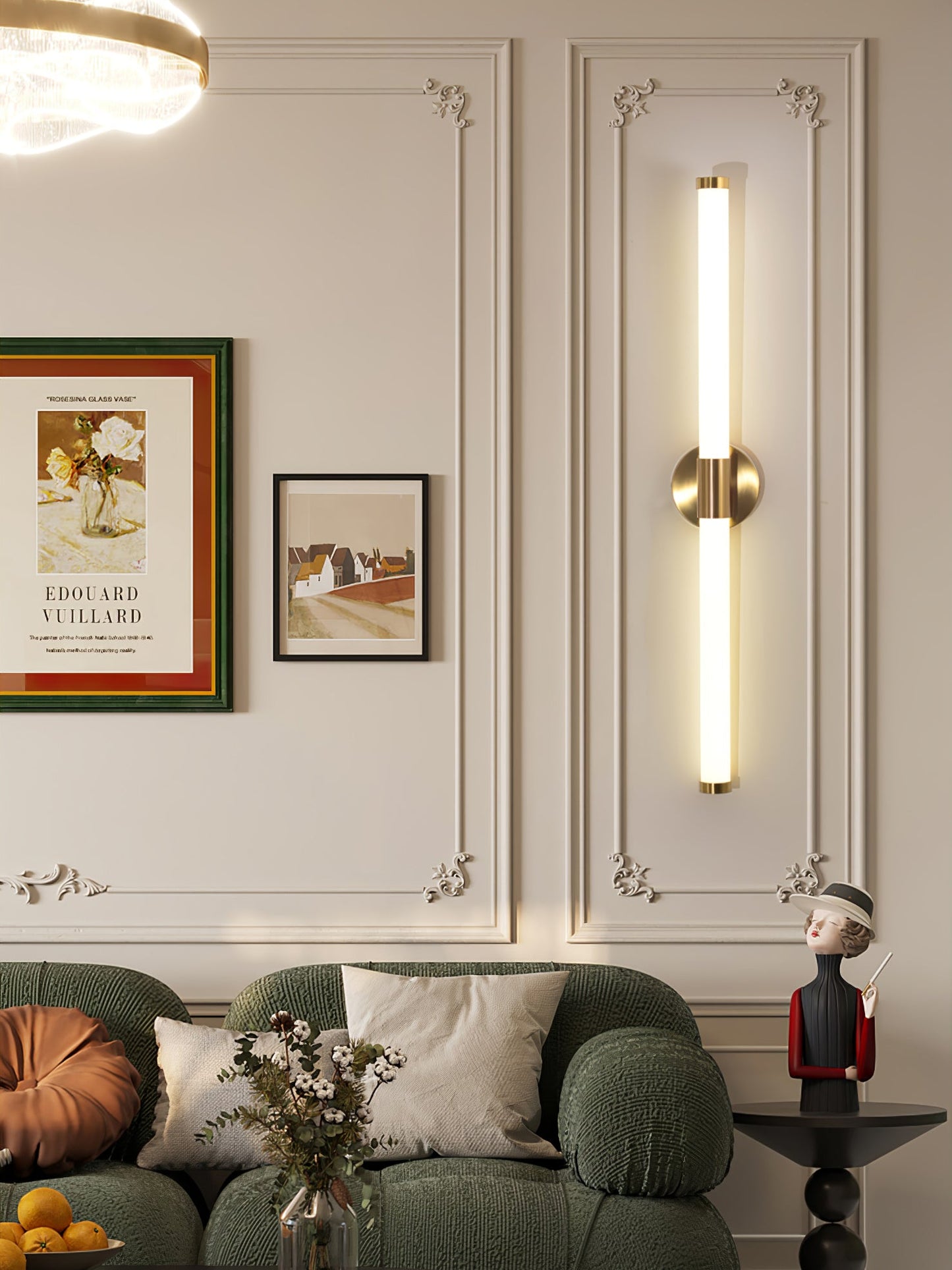Tubo Linear LED Wall Lamp | Metal & Acrylic | Gold & White | Set of 2