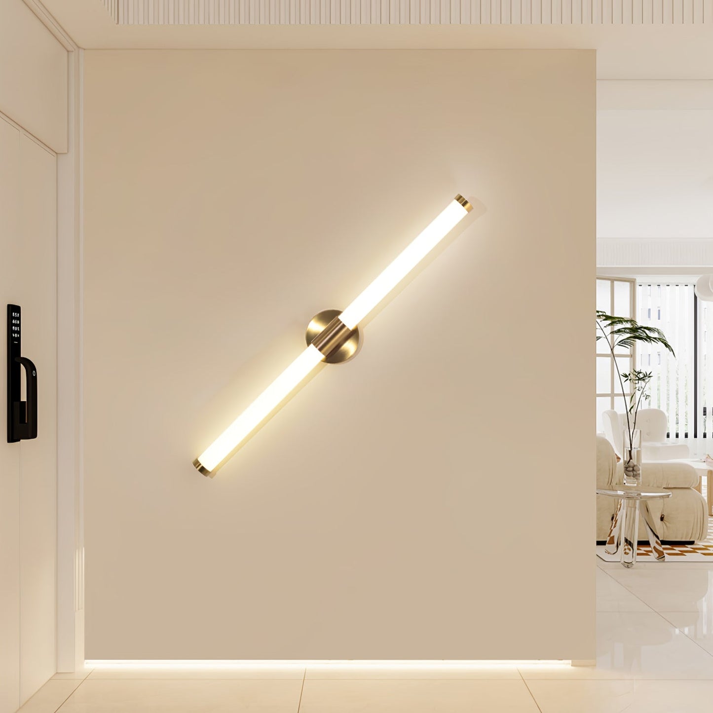 Tubo Linear LED Wall Lamp | Metal & Acrylic | Gold & White | Set of 2