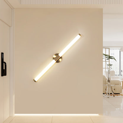 Tubo Linear LED Wall Lamp | Metal & Acrylic | Gold & White | Set of 2