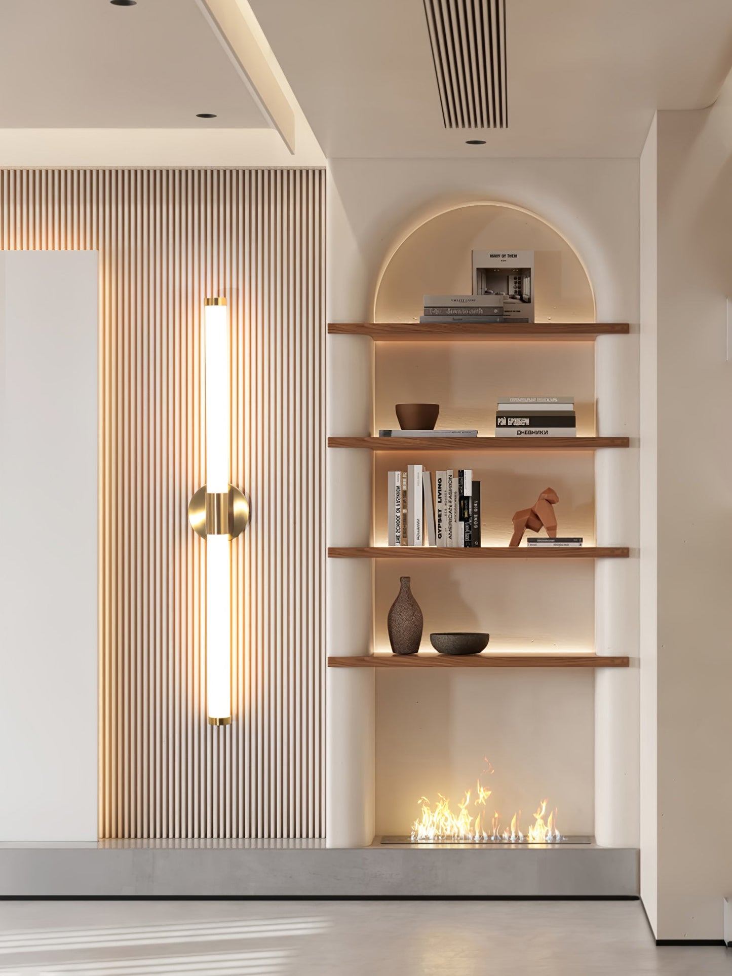 Tubo Linear LED Wall Lamp | Metal & Acrylic | Gold & White | Set of 2