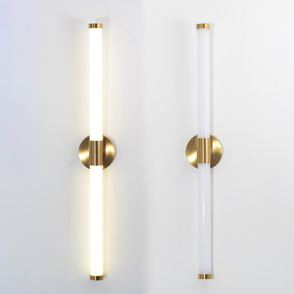 Tubo Linear LED Wall Lamp | Metal & Acrylic | Gold & White | Set of 2