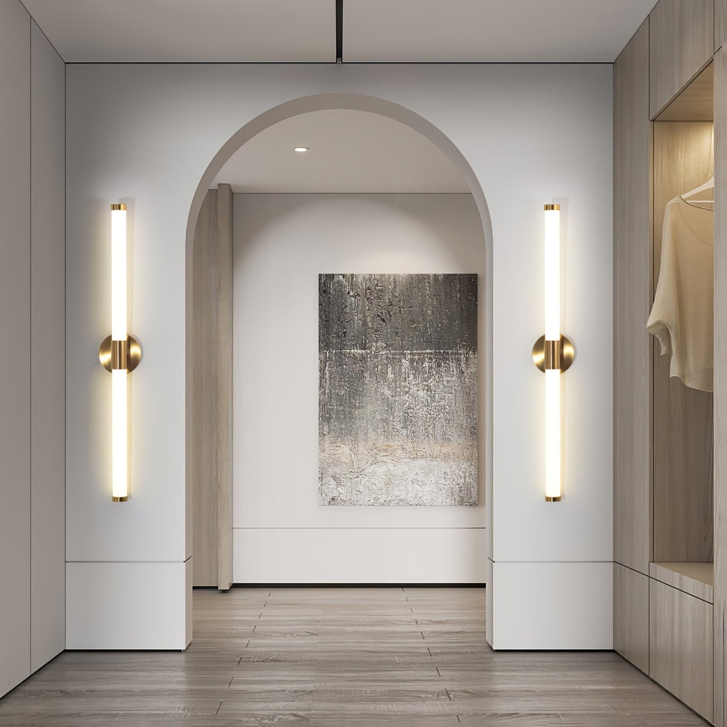 Tubo Linear LED Wall Lamp | Metal & Acrylic | Gold & White | Set of 2