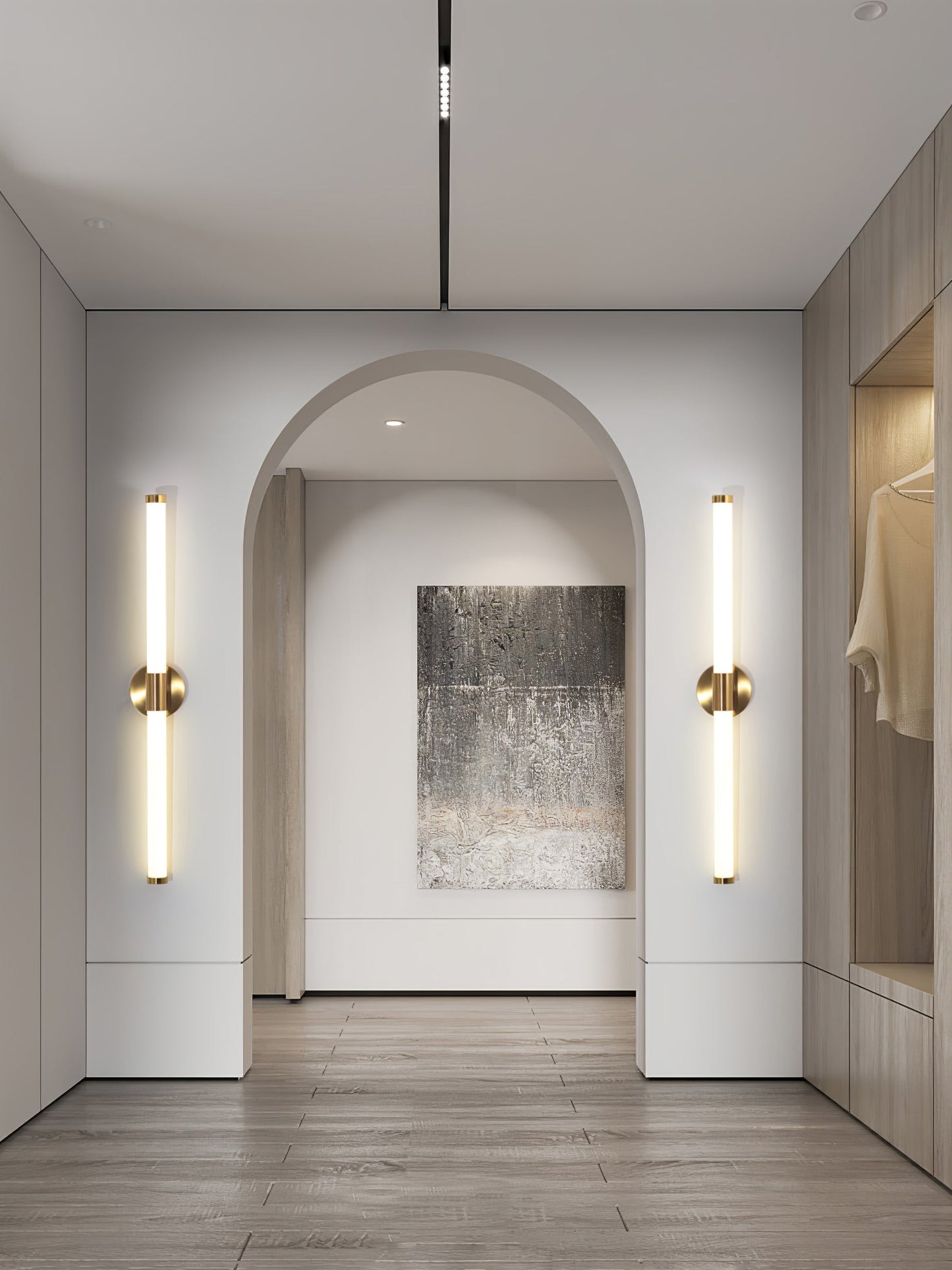 Tubo Linear LED Wall Lamp | Metal & Acrylic | Gold & White | Set of 2