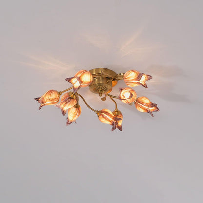 Tulip Ceiling Lamp | Glass & Metal | Pink and White