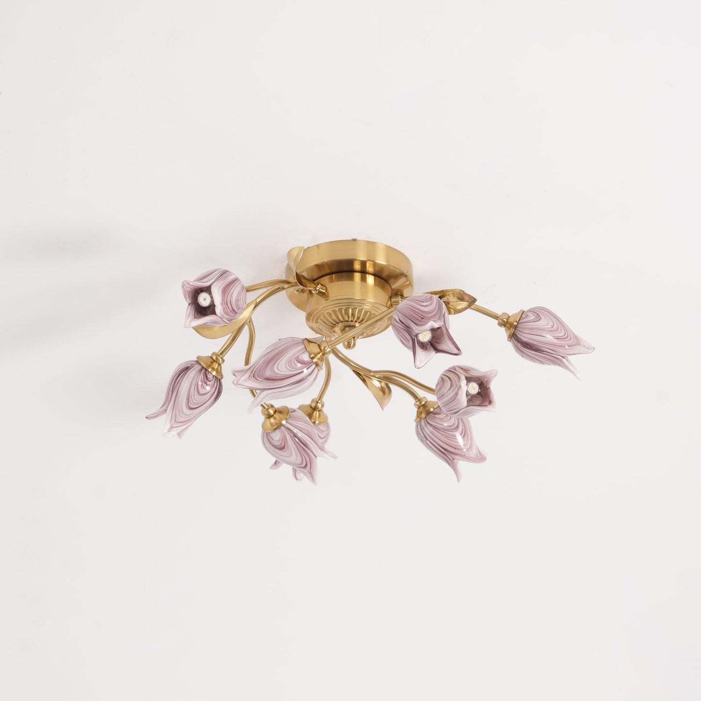 Tulip Ceiling Lamp | Glass & Metal | Pink and White