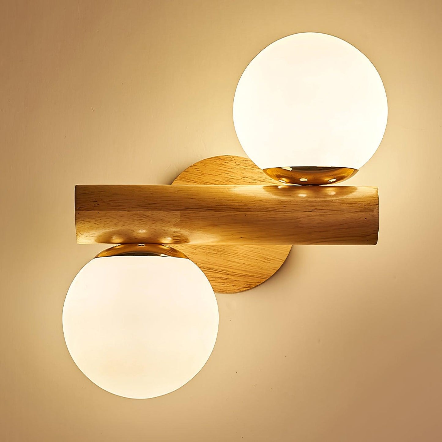 Tupelo Double Wall Sconce | Wood & Glass | Set of 2