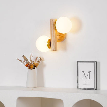 Tupelo Double Wall Sconce | Wood & Glass | Set of 2