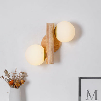 Tupelo Double Wall Sconce | Wood & Glass | Set of 2
