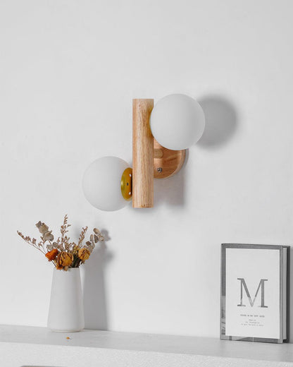 Tupelo Double Wall Sconce | Wood & Glass | Set of 2