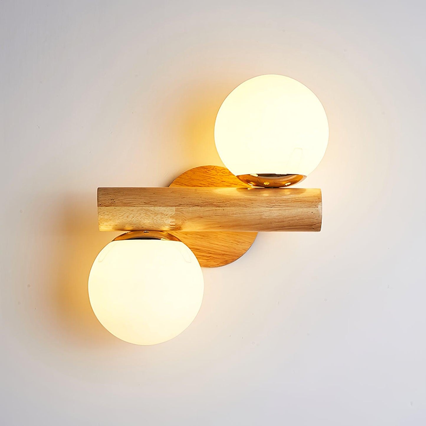 Tupelo Double Wall Sconce | Wood & Glass | Set of 2