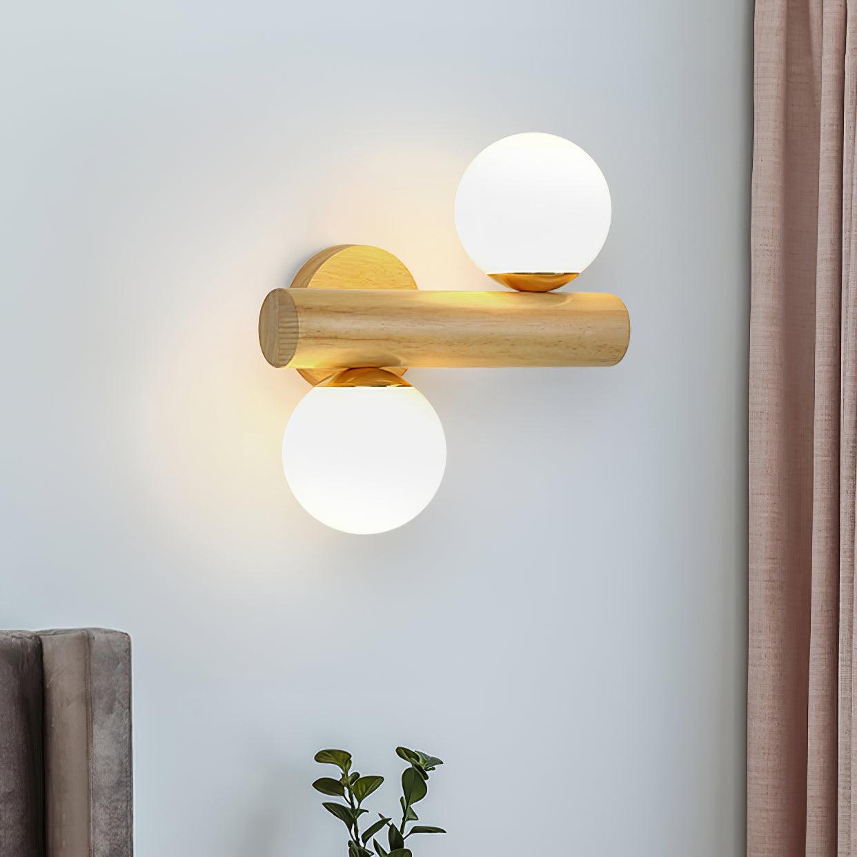 Tupelo Double Wall Sconce | Wood & Glass | Set of 2