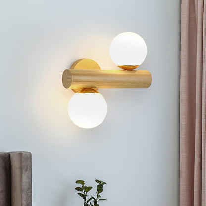 Tupelo Double Wall Sconce | Wood & Glass | Set of 2