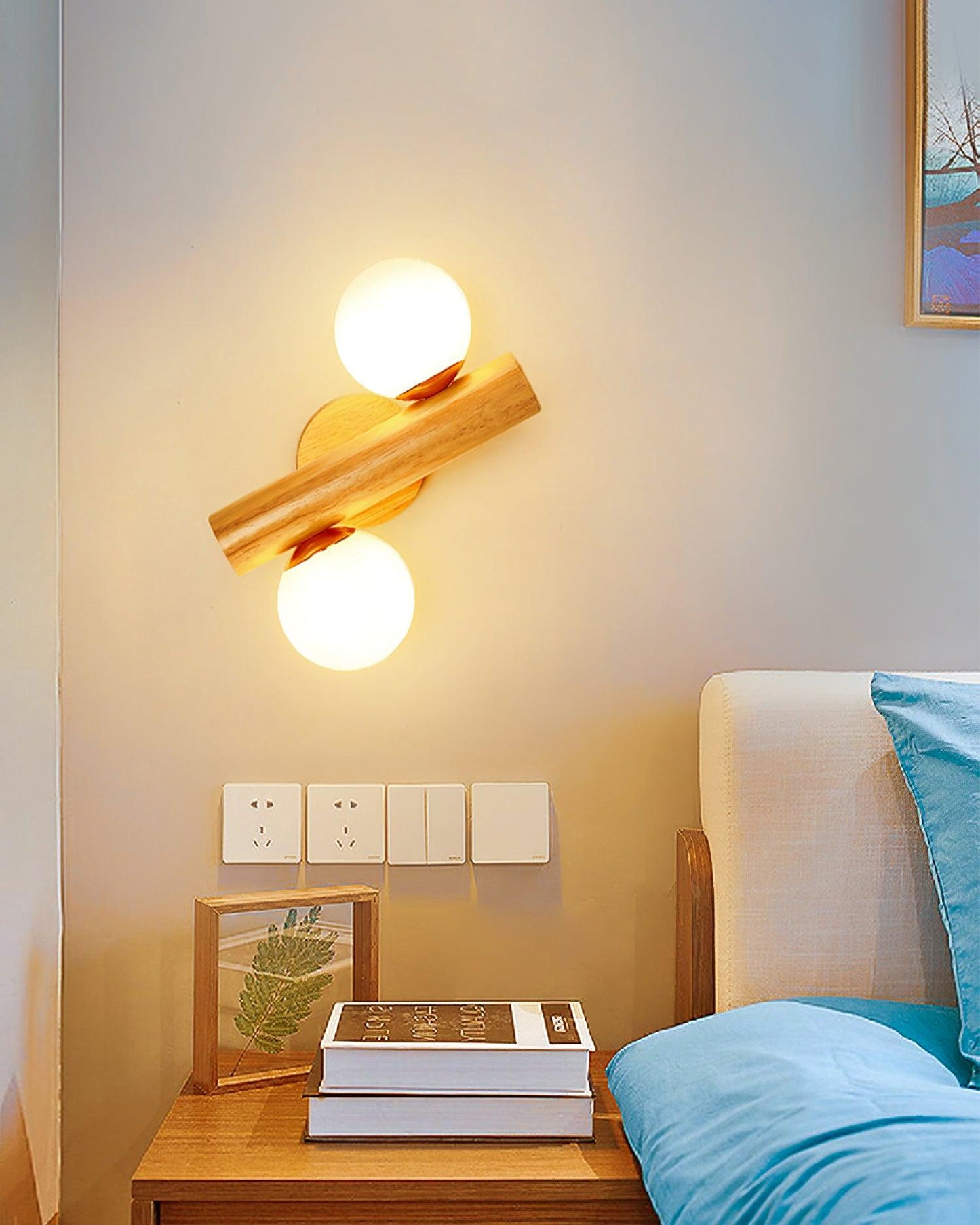 Tupelo Double Wall Sconce | Wood & Glass | Set of 2