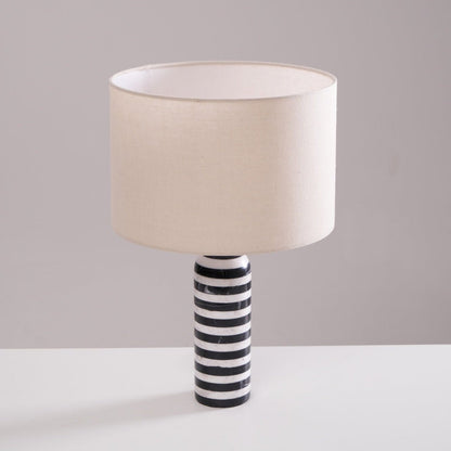 Tuxedo Table Lamp | Black and White Marble | 30cm Diameter