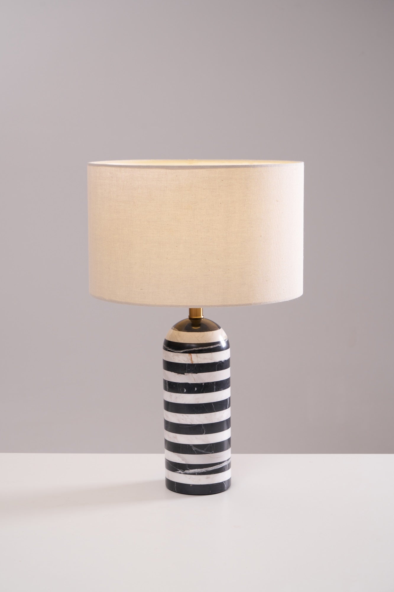 Tuxedo Table Lamp | Black and White Marble | 30cm Diameter