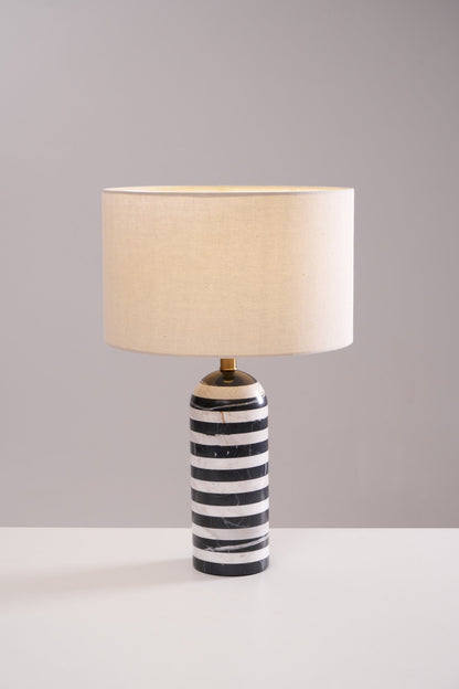 Tuxedo Table Lamp | Black and White Marble | 30cm Diameter